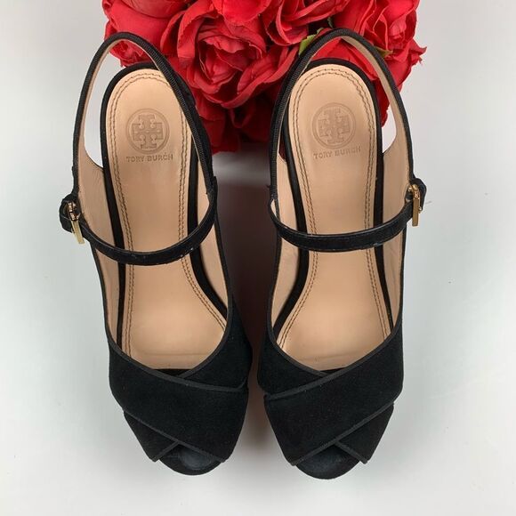 Tory burch black polkadot wedges - Picture 2 of 5